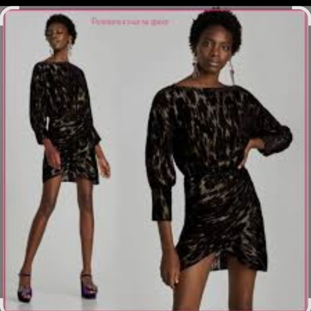 Zara Elegant Black and Gold Women's Dress